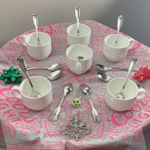 Oneida SANT' ANDREA White Espresso/Demitasse Cups & Demitasse Spoons 18 pieces